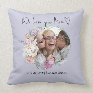 Hou van je mama Script Heart Foto's Naam Lila Kussen