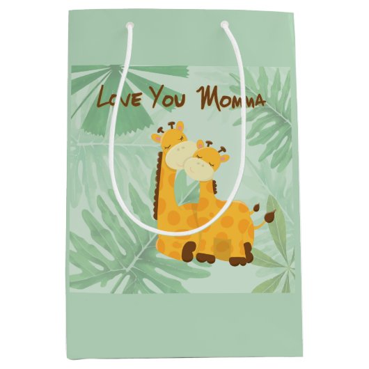 Hou van je mama twee Giraffes Moederdag Medium Cadeauzakje (Voorkant)