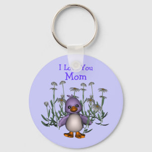 Hou van je mama Whimsical Bird Flowers Sleutelhang Sleutelhanger