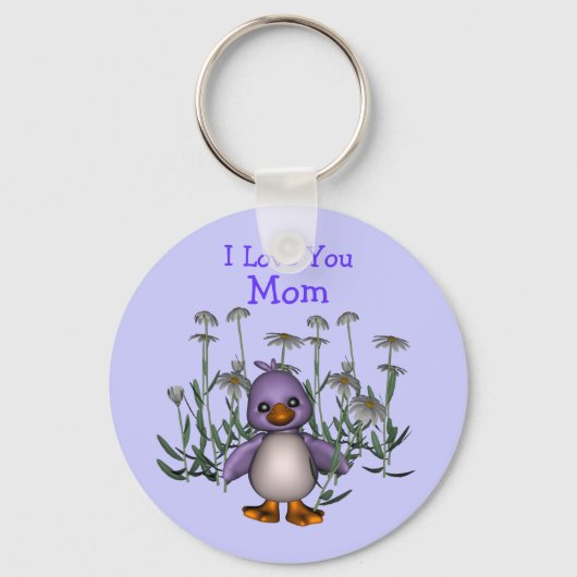 Hou van je mama Whimsical Bird Flowers Sleutelhang Sleutelhanger (Voorkant)