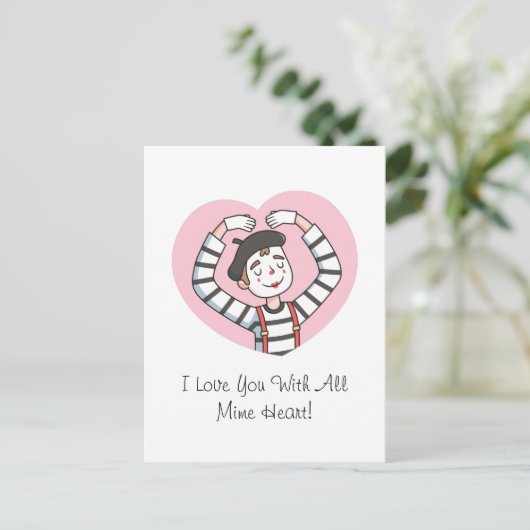 Hou van je met alle mime hart, Valentijnsdag woord Briefkaart (Staand voorkant)