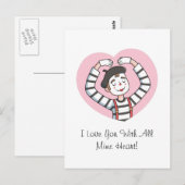 Hou van je met alle mime hart, Valentijnsdag woord Briefkaart (Voorkant / Achterkant)