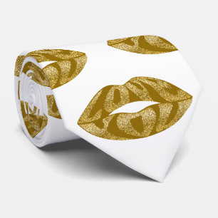 Hou van je met glitter letters in het lippenpatroo stropdas