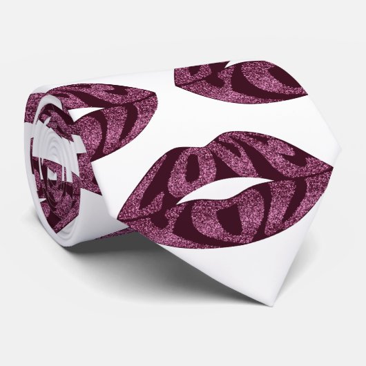 Hou van je met glitter letters in het lippenpatroo stropdas (Opgerold)