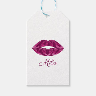 Hou van je met glitter letters in lippen cadeaulabel