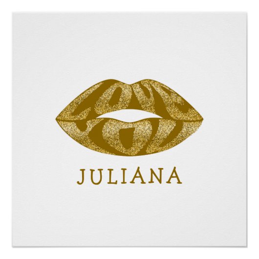 Hou van je met glitter letters in lippen poster (Voorkant)