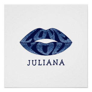 Hou van je met glitter letters in lippen poster