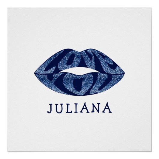Hou van je met glitter letters in lippen poster (Voorkant)