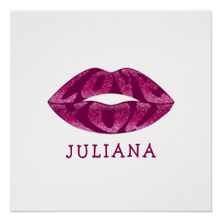 Hou van je met glitter letters in lippen poster