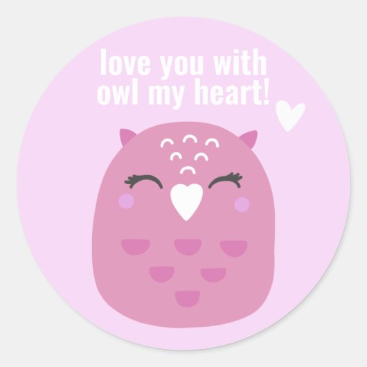 Hou van je met mijn hart, Cute Valentijnsdag Ronde Sticker (Voorkant)