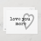 hou van je modernere zwarte grijze hart briefkaart (Voorkant / Achterkant)