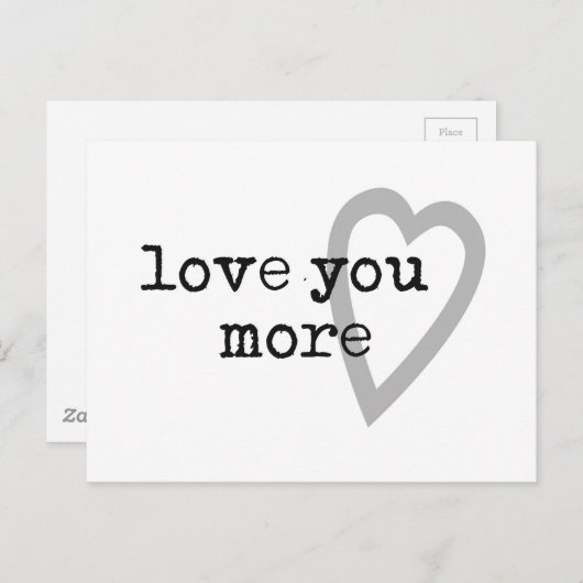 hou van je modernere zwarte grijze hart briefkaart (Voorkant / Achterkant)