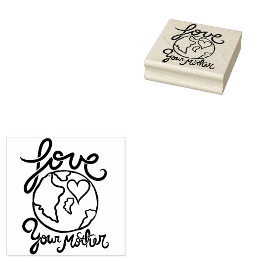 Hou van je moeder aarde dag hart liefhebber rubberstempel (Gestempeld)