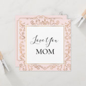 Hou van je moeder Elegant Gold Scrolls Roze Kaart (Voorkant / Achterkant in situ)
