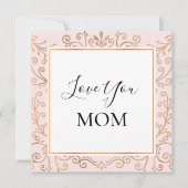 Hou van je moeder Elegant Gold Scrolls Roze Kaart (Voorkant)