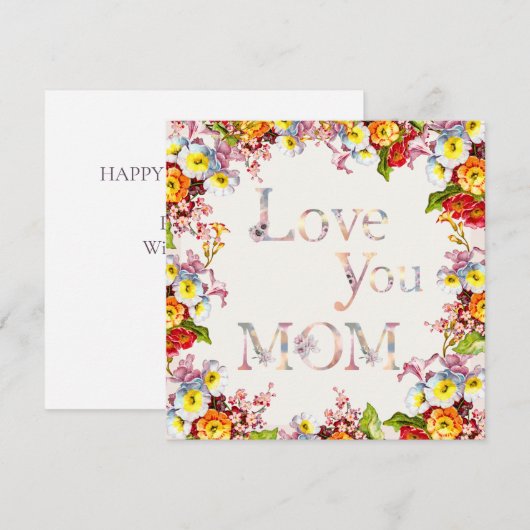 Hou van je moeder Floral Elegant Cute & Cheerful B Feestdagenkaart (Voorkant / Achterkant)