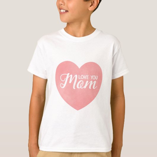 Hou van je moeder in roze hart, moederdag design t-shirt (Voorkant)