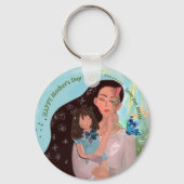 Hou van je moeder met een klein meisje sleutelhanger (Voorkant)