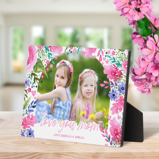 Hou van je moeder Moederdag Waterverf Bloemen Foto Fotoplaat