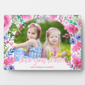 Hou van je moeder Moederdag Waterverf Bloemen Foto Fotoplaat (voorkant)