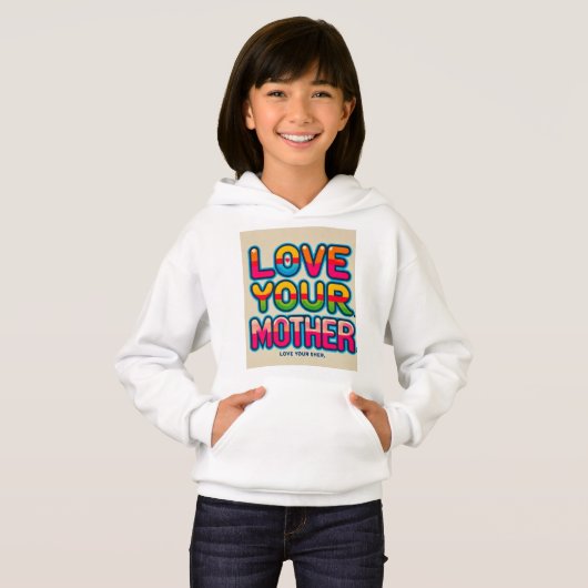 Hou van je moeder multi-gekleurde typografie T-shi (Voorkant volledig)