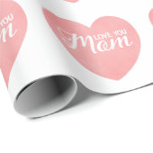 Hou van je moeder tekst, moederdag roze hart cadeaupapier (Rol Hoek)