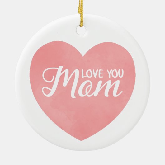 Hou van je moeder tekst, moederdag roze hart keramisch ornament (Achterkant)