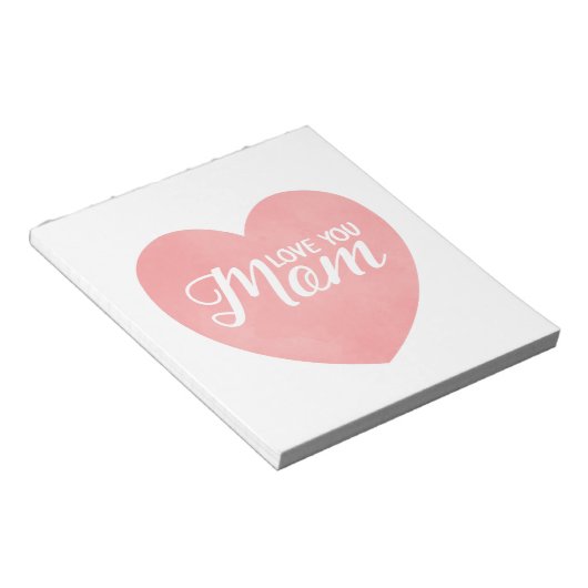Hou van je moeder tekst, moederdag roze hart notitieblok (Schuin)