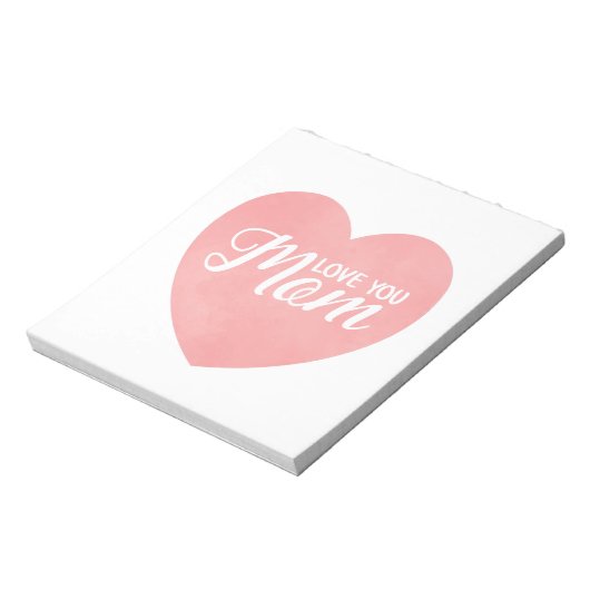 Hou van je moeder tekst, moederdag roze hart notitieblok (Linkerzijde)