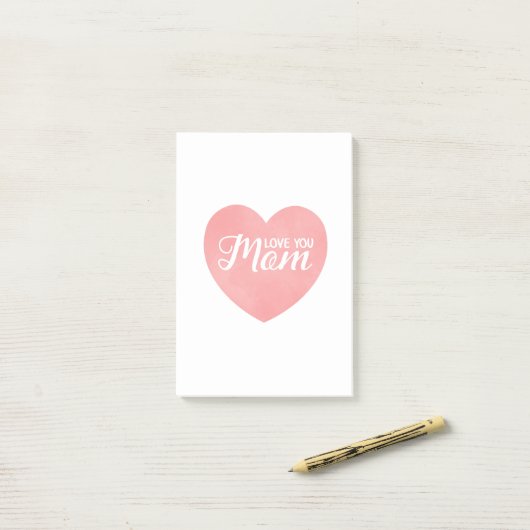 Hou van je moeder tekst, moederdag roze hart post-it® notes (Op bureau)