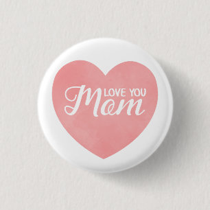Hou van je moeder tekst, moederdag roze hart ronde button 3,2 cm