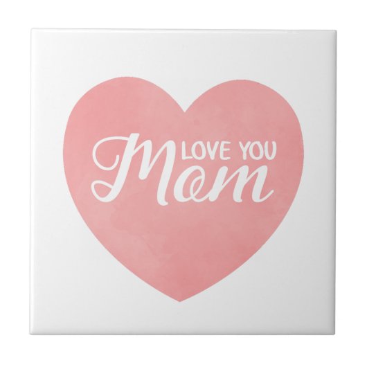 Hou van je moeder tekst, moederdag roze hart tegeltje (Voorkant)