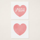 Hou van je moeder tekst, moederdag roze hart vierkante visitekaartjes (Voorkant /achterkant)