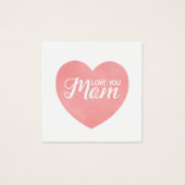 Hou van je moeder tekst, moederdag roze hart vierkante visitekaartjes (Voorkant)