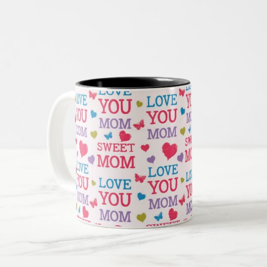 Hou van je moeder tweekleurige koffiemok (Voorkant links)