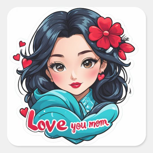 hou van je moeder vierkante sticker (Voorkant)