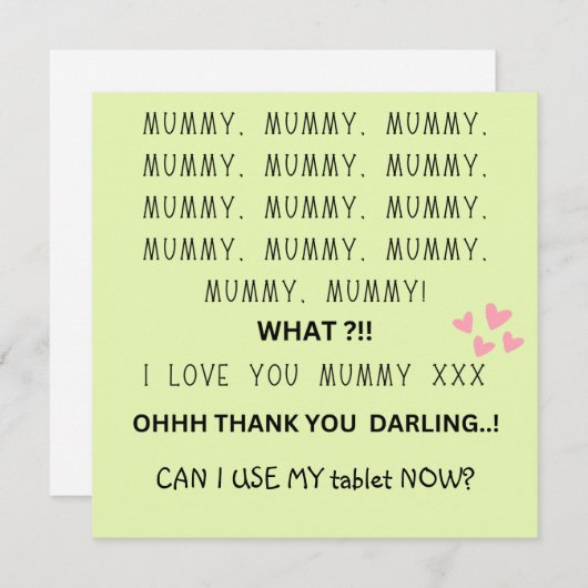 hou van je MUMMY kan ik moederdag gebruiken Feestdagenkaart (Voorkant / Achterkant)