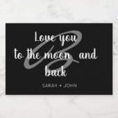 Hou van je naar de maan en terug bruiloft mini sparkling wijnetiket (Enkel label)