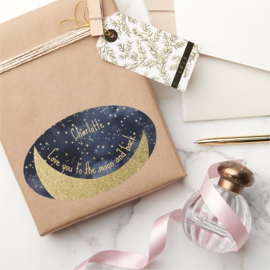 Hou van je naar de maan en terug Custom Ovale Sticker (Geschenken)