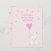 Hou van je naar de maan en terug! Cute Rabbits Briefkaart (Voorkant / Achterkant)