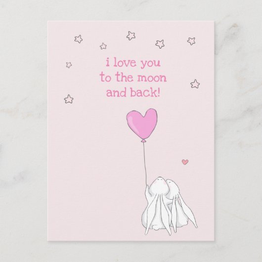 Hou van je naar de maan en terug! Cute Rabbits Briefkaart (Voorkant)