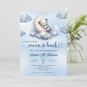 Hou van je naar de maan en terug jongen teddybeer kaart (Staand voorkant)