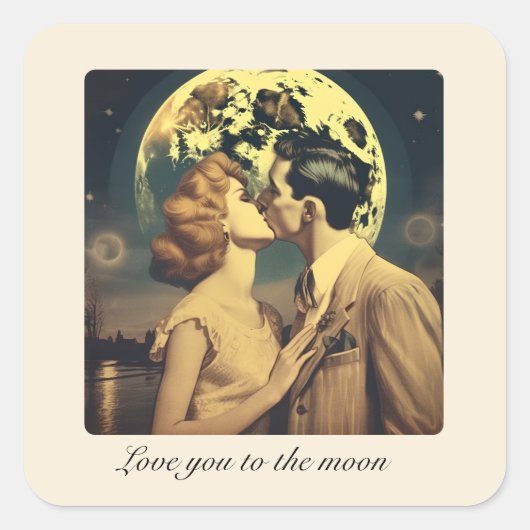 Hou van je naar de maan, reisposter aanpasbaar vierkante sticker (Voorkant)