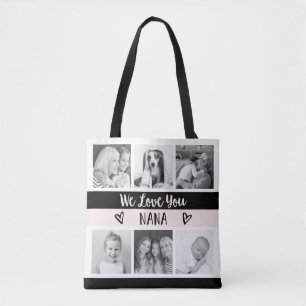 Hou van je Nana Blush Color Block Photo Grid Tote Bag