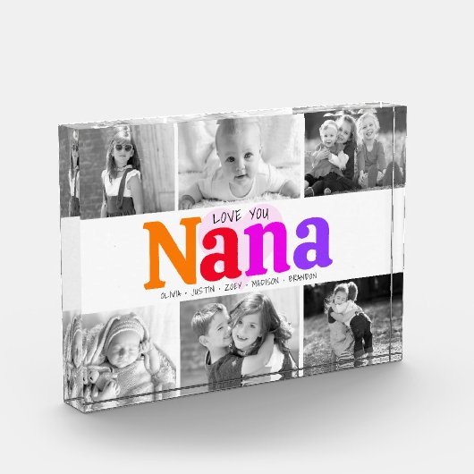 Hou van je Nana kleurrijke regenboog Modern Collag Fotoblokken (Links)