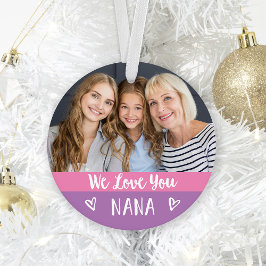 Hou van je Nana | Roze kleurenblok twee foto Ornament