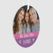 Hou van je Nana | Roze kleurenblok twee foto Ornament (voorkant)