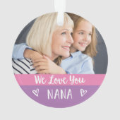 Hou van je Nana | Roze kleurenblok twee foto Ornament (achterkant)