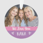 Hou van je Nana | Roze kleurenblok twee foto Ornament (voorkant)