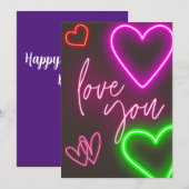 "Hou van je" Neon Sign Valentijnse Kaart (Voorkant / Achterkant)
